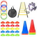 Escalera de coordinación y conos para futbolistas